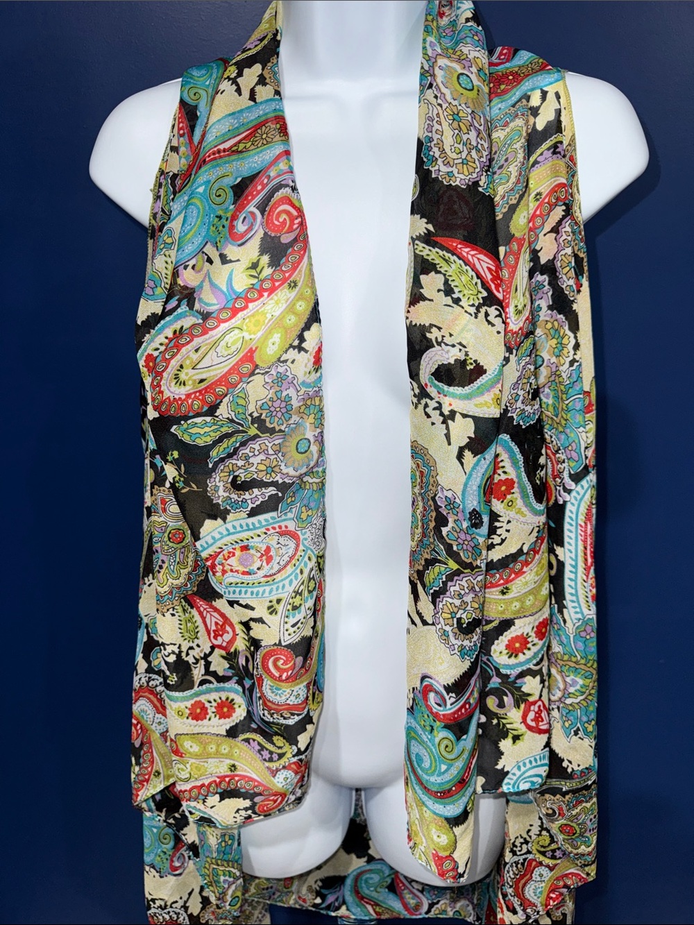 Paisley Lightweight Open Front Vest Cardigan SizeS/M - Picture 7 of 10
